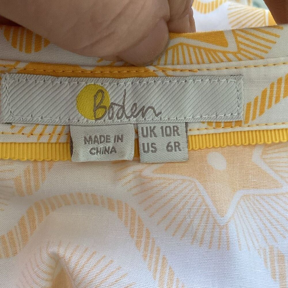 Boden Anastasia Yellow Star Shirt Dress Women’s 6R Fit & Flare - Picture 8 of 11